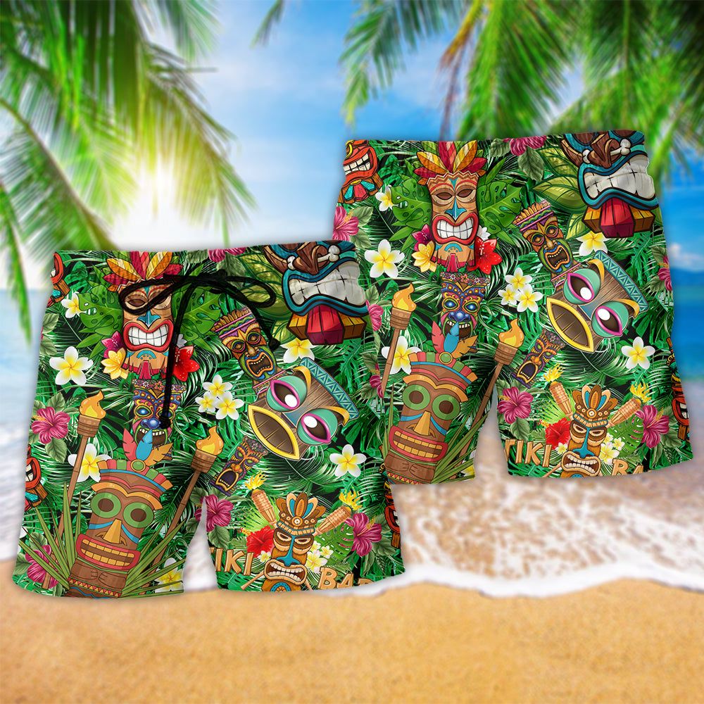 Tiki Don’t Tiki Me Off Trendy Aloha Hawaiian Beach Shorts