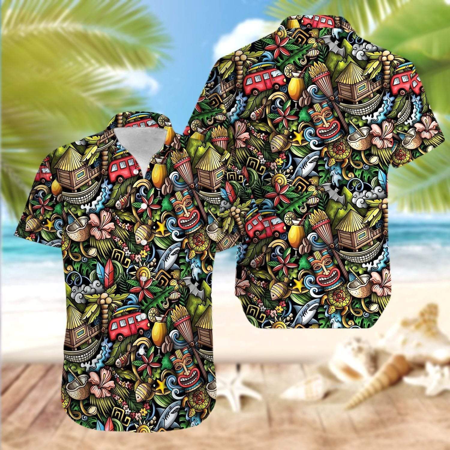 Tiki Doodles Trendy Hawaiian Shirt