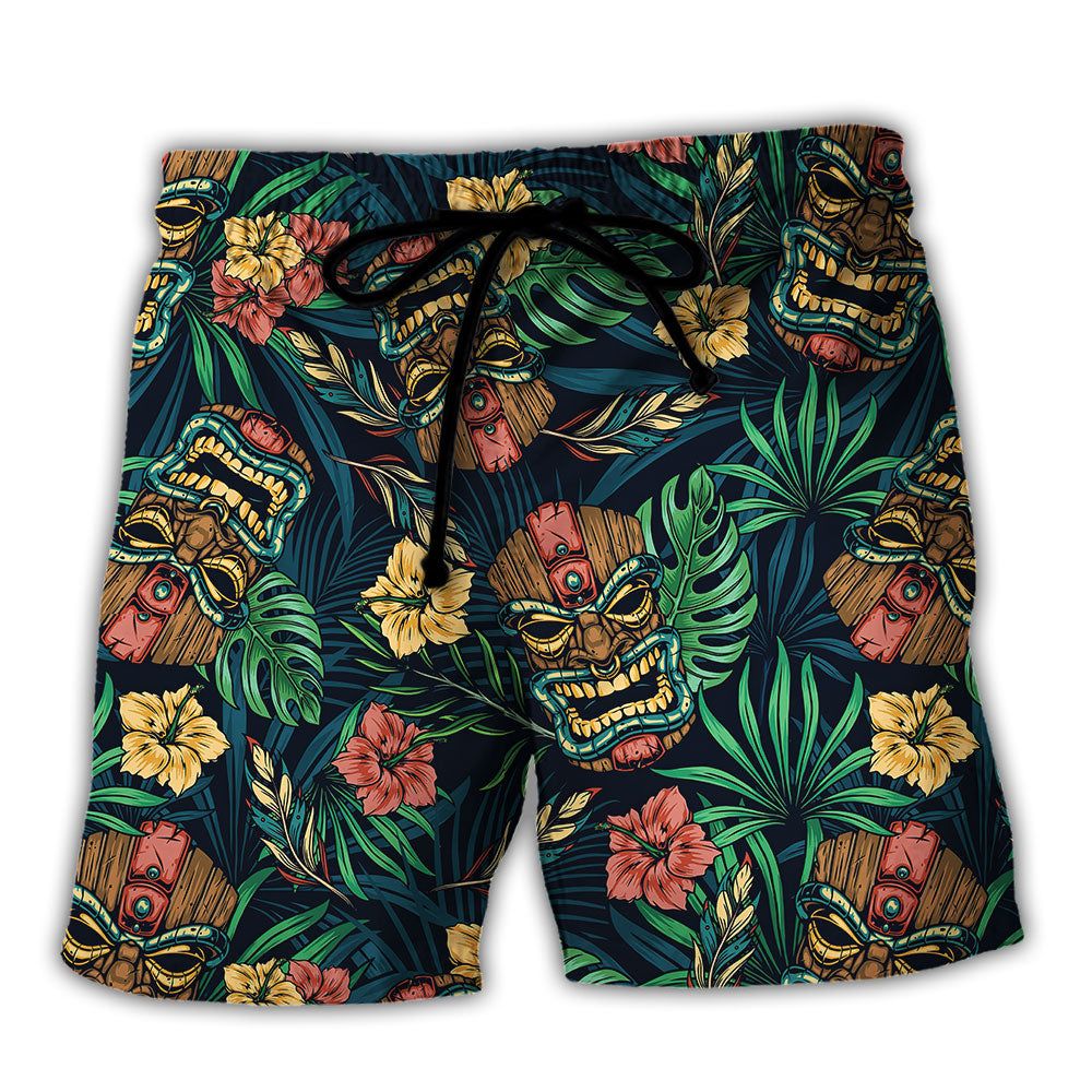 Tiki Hawaii Tropical Leaf Style Trendy Aloha Hawaiian Beach Shorts Tiki Hawaii Tropical Leaf Style Trendy Aloha Hawaiian Beach Shorts