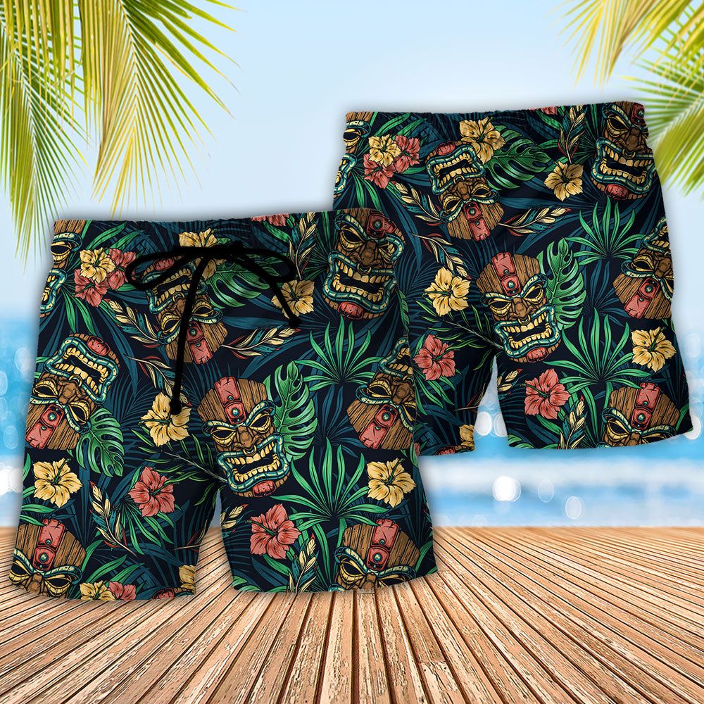 Tiki Hawaii Tropical Leaf Style Trendy Aloha Hawaiian Beach Shorts