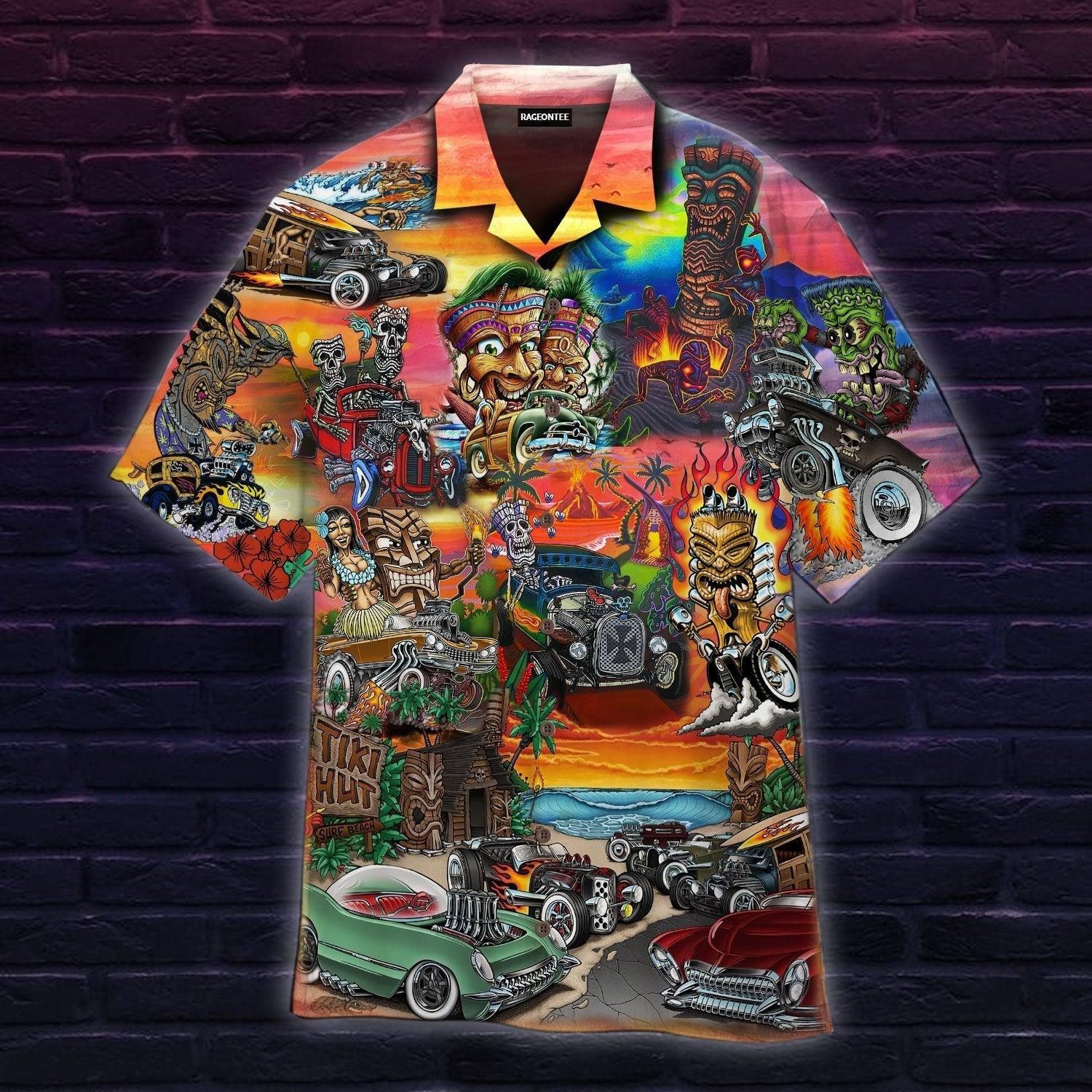 Tiki Hot Rod Party Trendy Hawaiian Shirt For