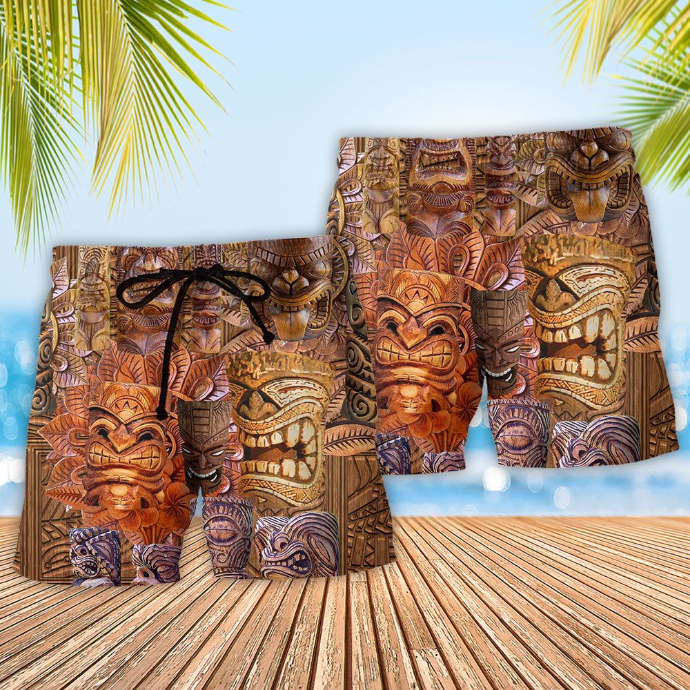 Tiki If Found Please Return To Hawaii Tiki Sculpture Old Trendy Aloha Hawaiian Beach Shorts