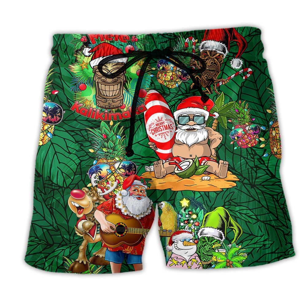 Tiki Love Christmas Funny Night Trendy Aloha Hawaiian Beach Shorts Tiki Love Christmas Funny Night Trendy Aloha Hawaiian Beach Shorts