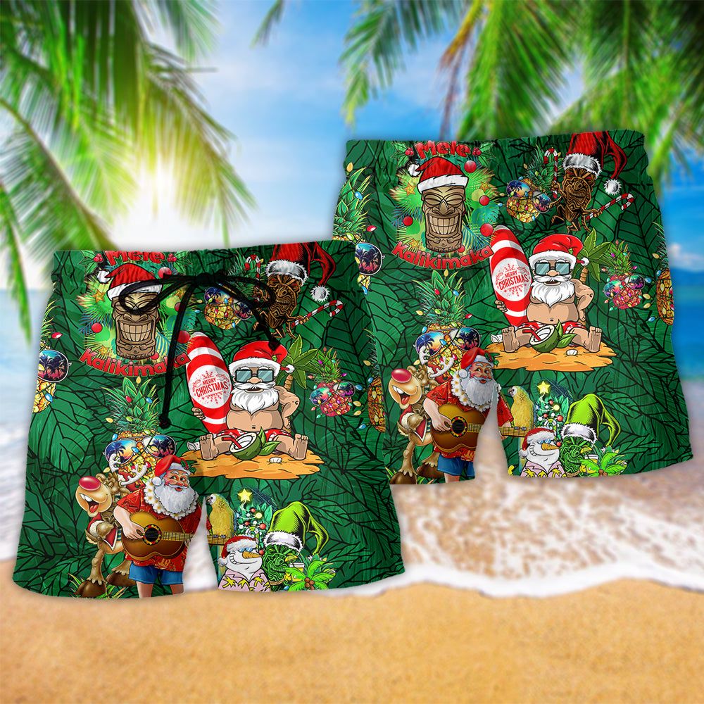 Tiki Love Christmas Funny Night Trendy Aloha Hawaiian Beach Shorts