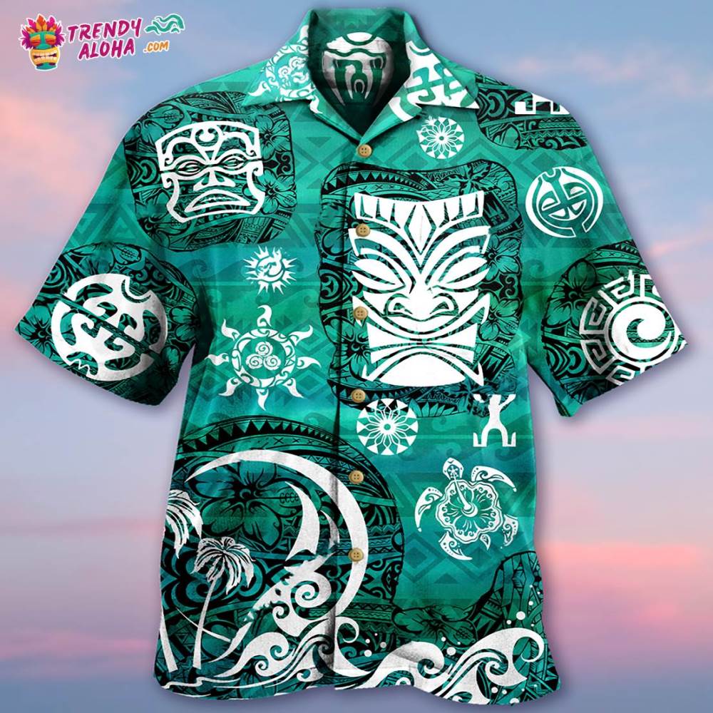 Tiki Love Turtle Geen Hawaiian Shirt – Trendy Aloha