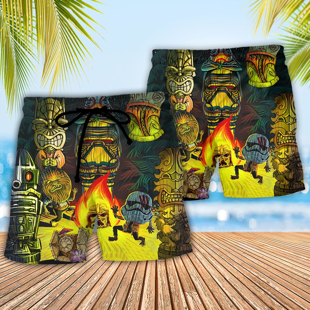 Tiki Star Wars May The Force Be With You Trendy Aloha Hawaiian Beach Shorts