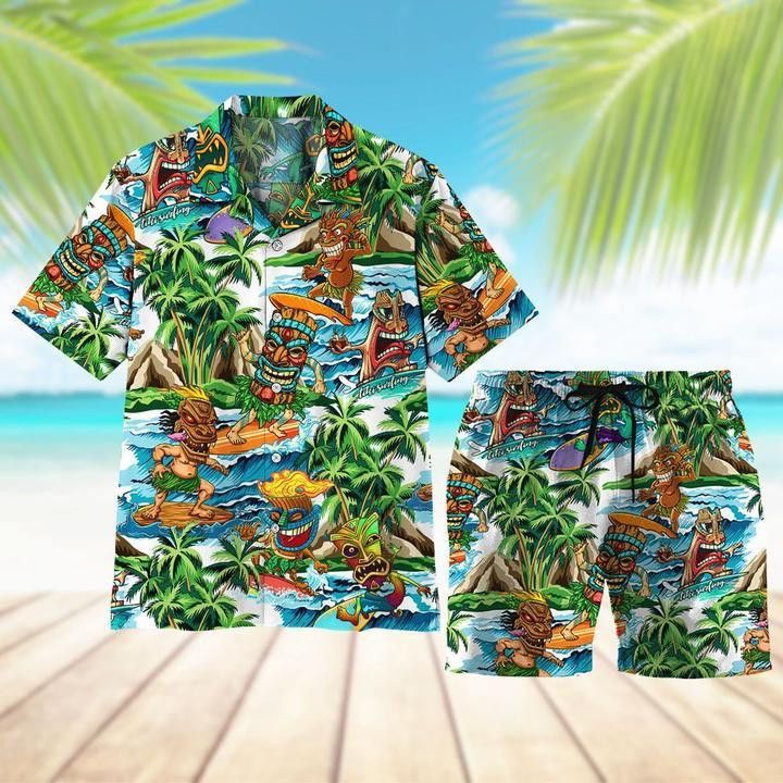 Tiki Surfing Trendy Hawaiian Shirt Set Unisex