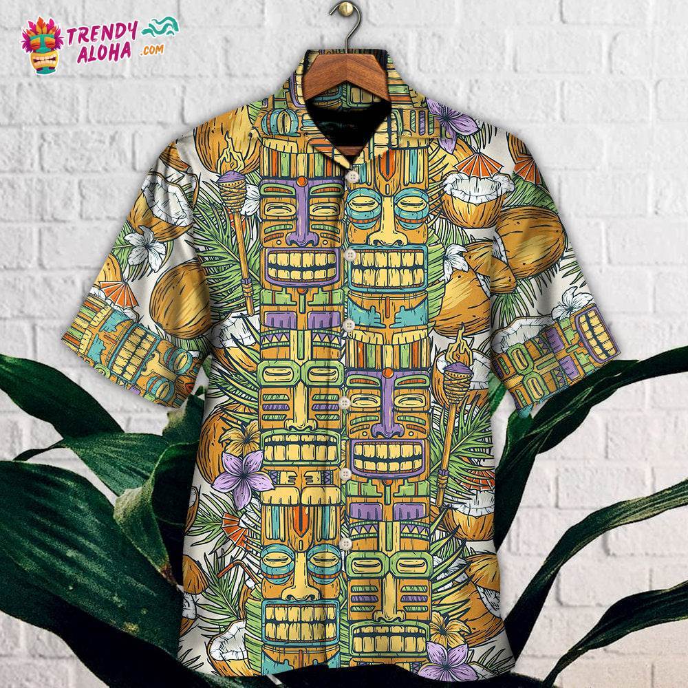 Tiki Tradition Tribal Mask And Coconut Tropical Hawaiian Shirt – Trendy Aloha