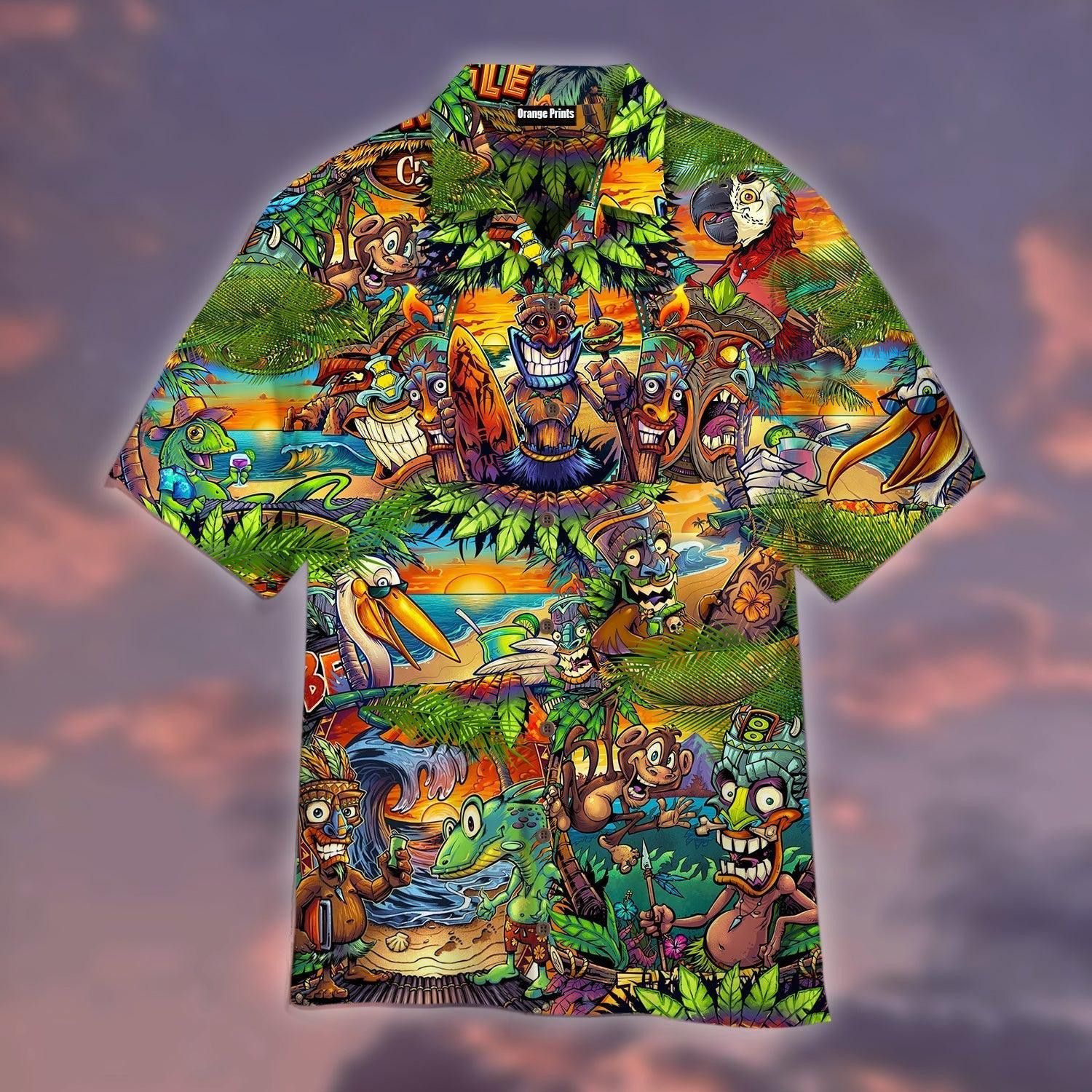Tiki Tropical Trendy Hawaiian Shirt For