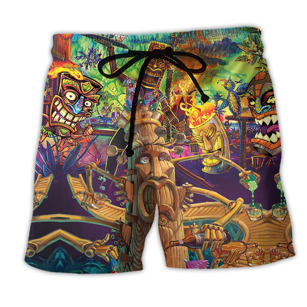 Tiki Welcome To Tiki Bar Cool Trendy Aloha Hawaiian Beach Shorts
