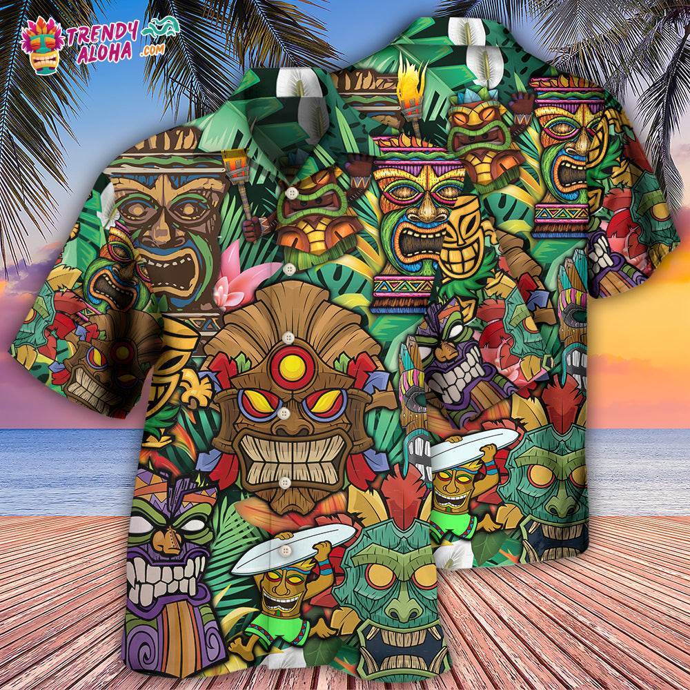 Tiki With Tropical Style Hawaiian Shirt – Trendy Aloha