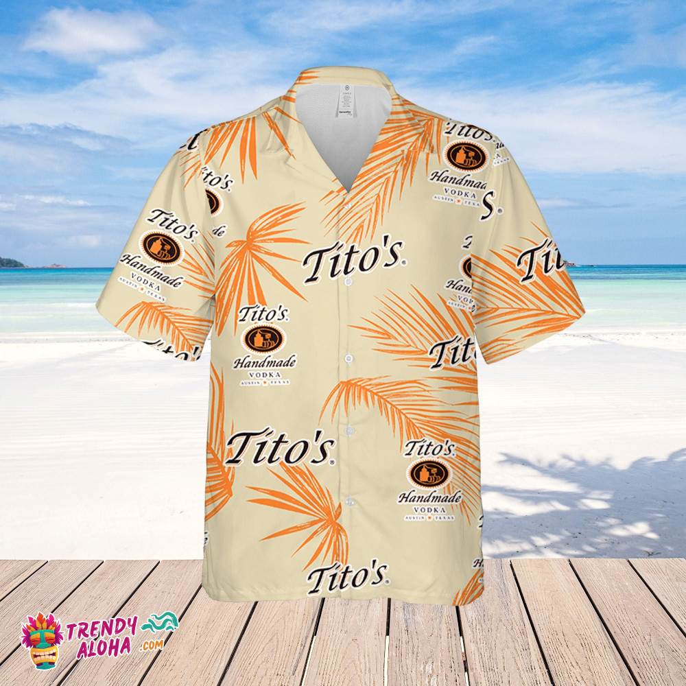 Tito’s Vodka Hawaiian Palm Leaves Pattern Shirt, Beer Summer Party Hawaiian Shirt, Schlitz Beer Shirt