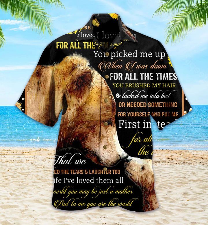 To My Mom Bear Sunflower Black Yellow Trendy Hawaiian Shirt 3D Summer Gifts