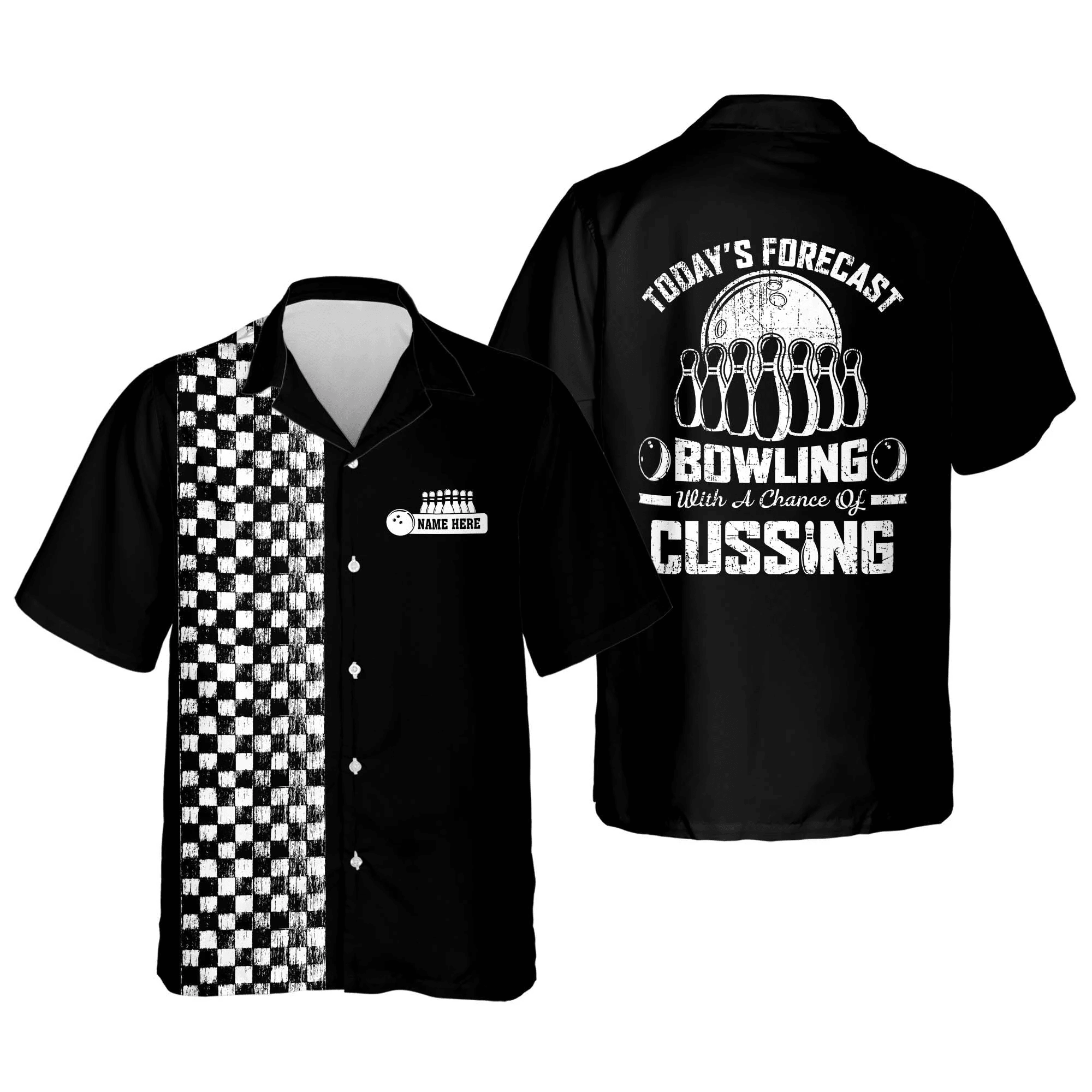 Today’s Forecast Bowling With A Chance Of Cussing Trendy Hawaiian Shirt