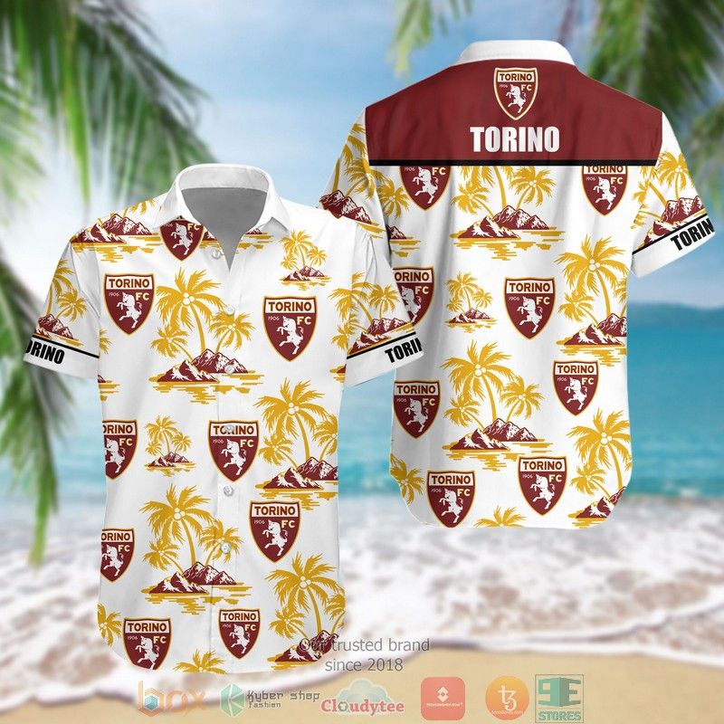 Torino Fc Coconut Tree White Brown Trendy Hawaiian Shirt Aloha Shirt