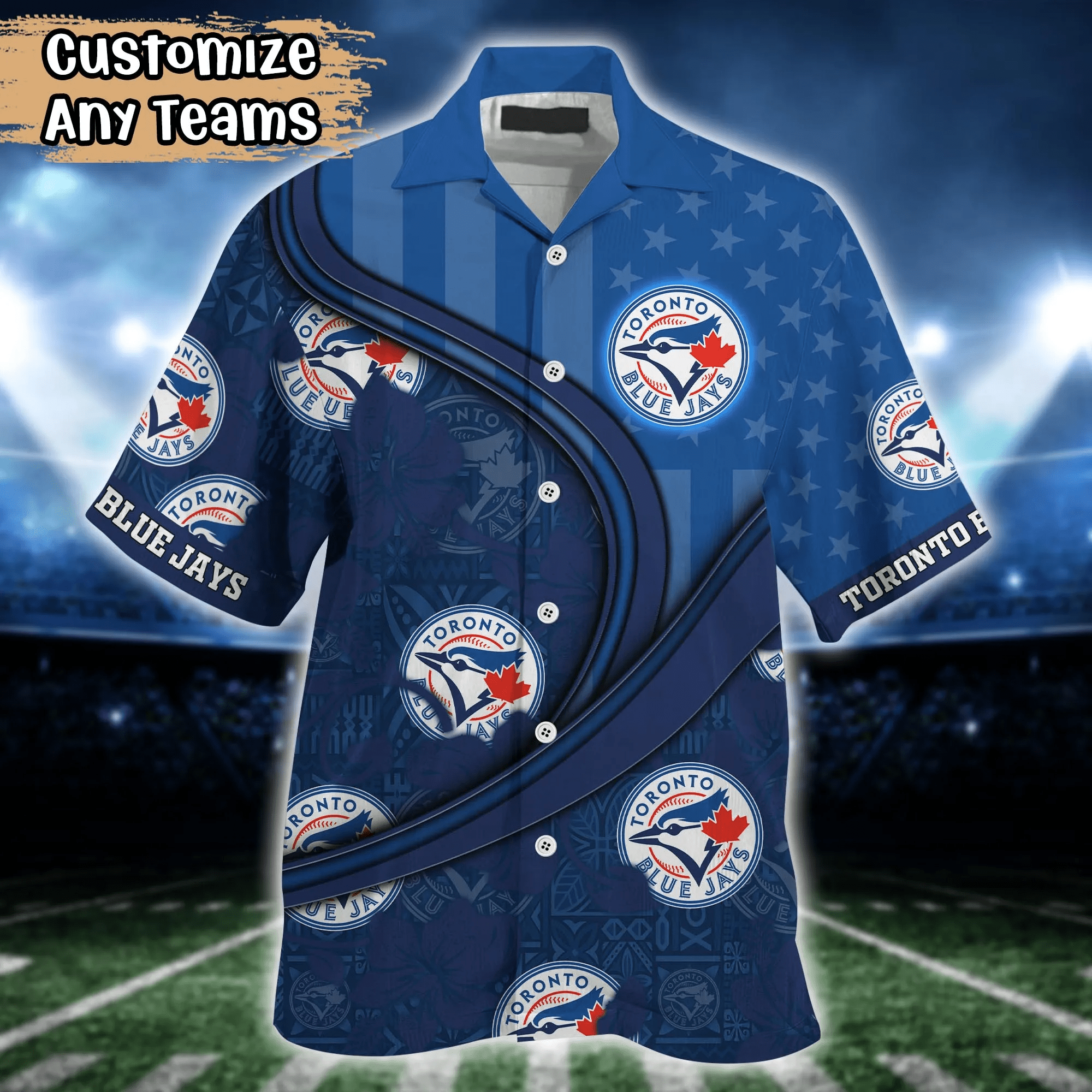 Toronto Blue Jays MLB Us Flag Hawaiian Shirt Custom Summer Aloha Shirt