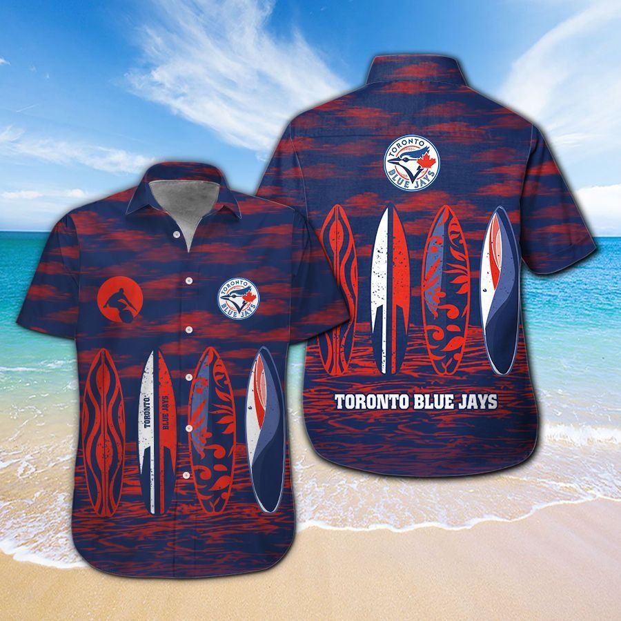 Toronto Blue Jays Short Sleeve Button Up Tropical Hawaiian Shirt VER09