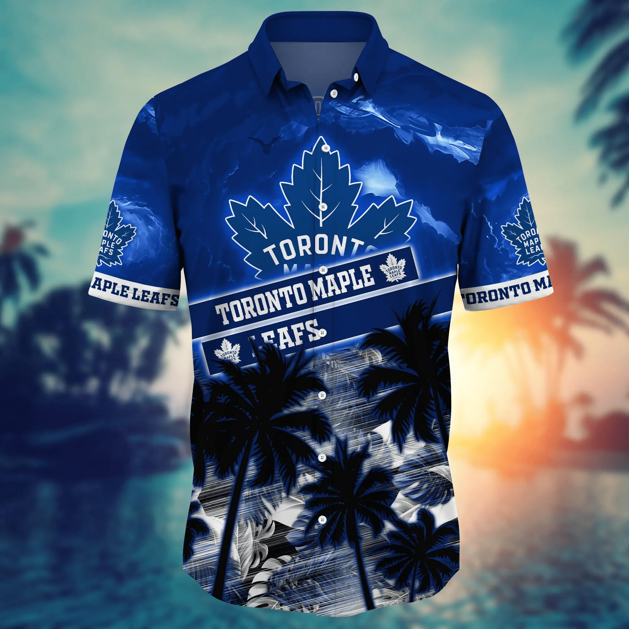 Toronto Maple Leafs NHL Hawaiian Shirt Tan Linestime Aloha Shirt