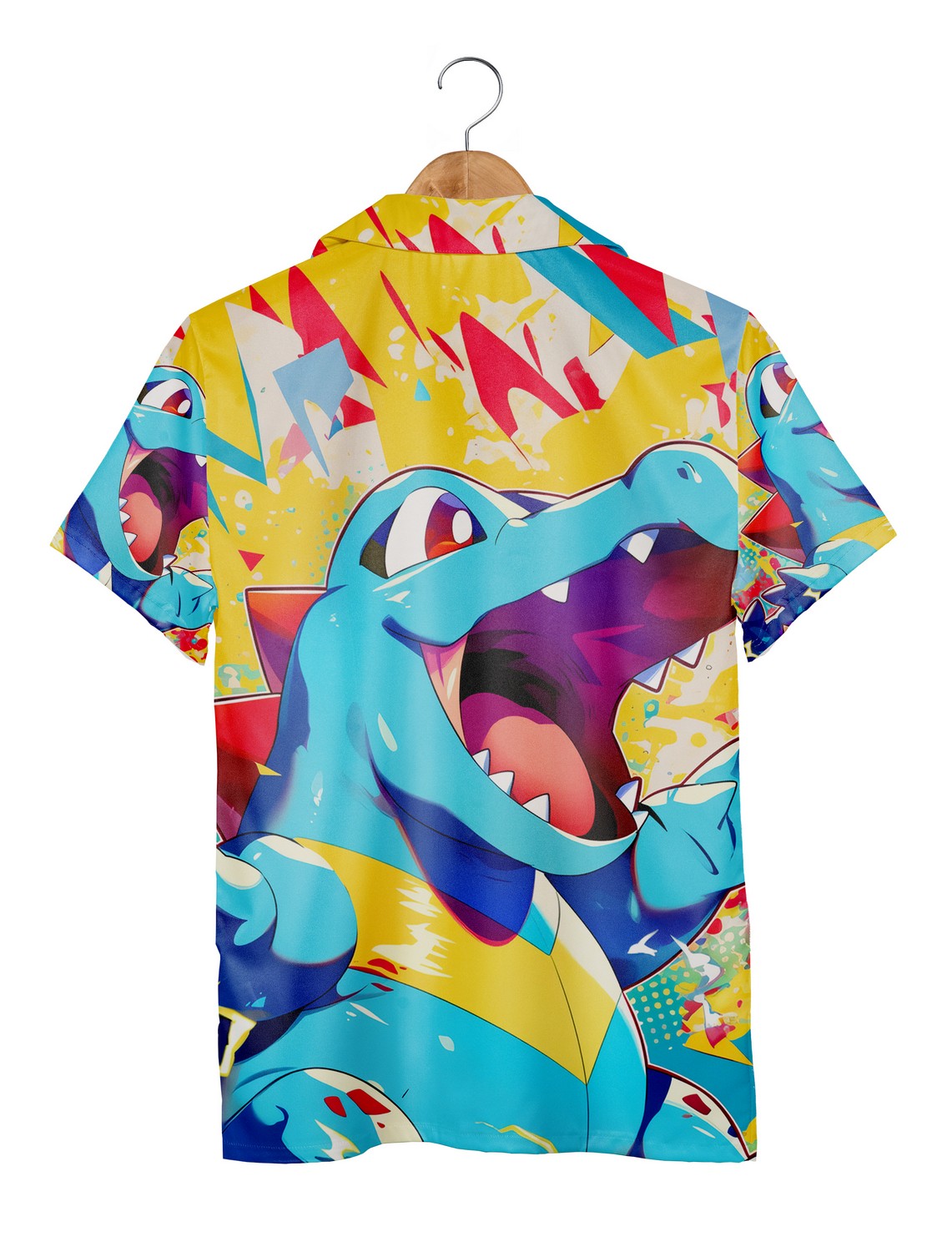 Totodile Pokemon Button Up Hawaiian Shirt Water Type Aloha Shirt Beach Shirt