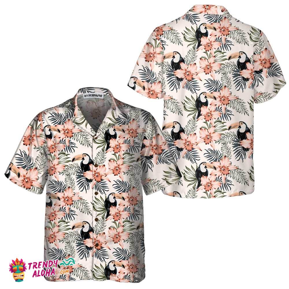 Toucan And Pink Orchid Flowers Toucan Hawaiian Shirt, Floral Toucan Shirt For Men And Women Toucan And Pink Orchid Flowers Toucan Hawaiian Shirt, Floral Toucan Shirt For Men And Women