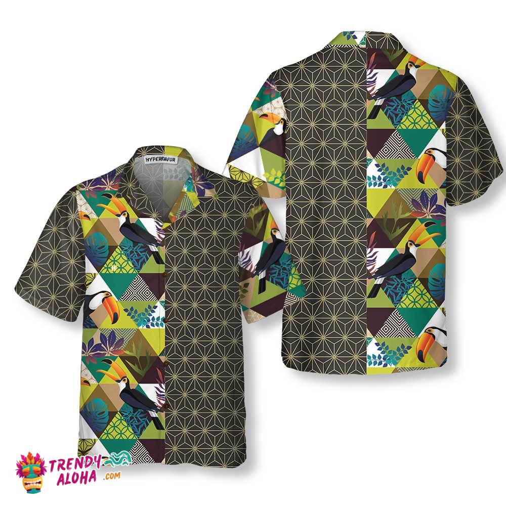 Toucan Asanoha Isometric Pattern Hawaiian Shirt, Unique Toucan Shirt For Men & Women