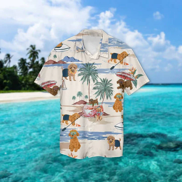 Toy Poodle Summer Beach Trendy Hawaiian Shirt, Trendy Hawaiian Shirts For Men Short Sleeve Aloha Beach Shirt