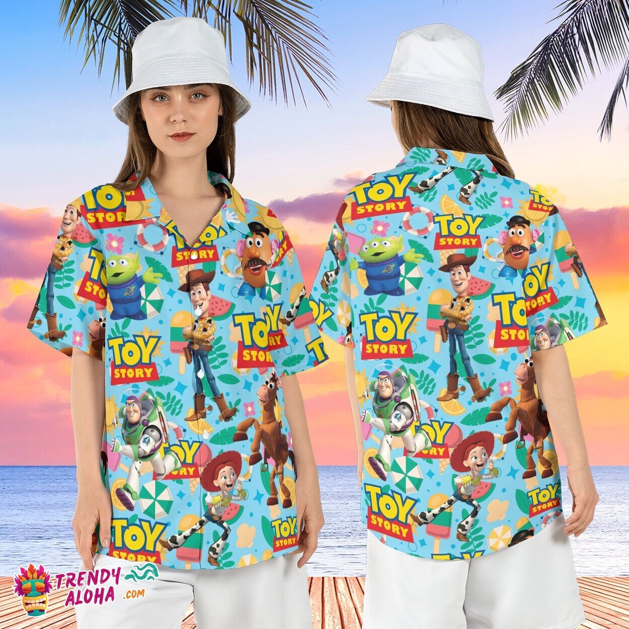 Toy Story Ice Cream Tropical Summer Friends Beach Aloha Shirt Tee