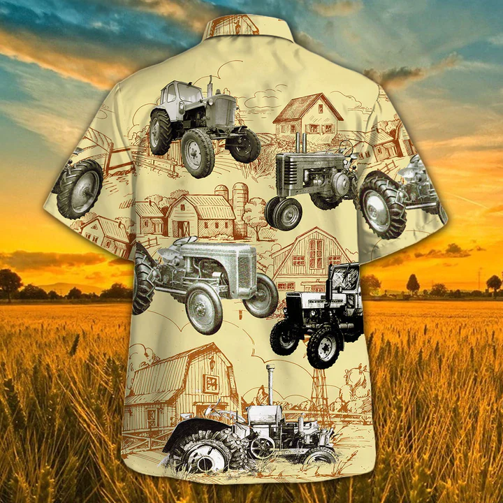 Tractor Farm Vintage Trendy Hawaiian Shirt, Animal Farm Tractor Men Trendy Hawaiian Shirts For Men, Women