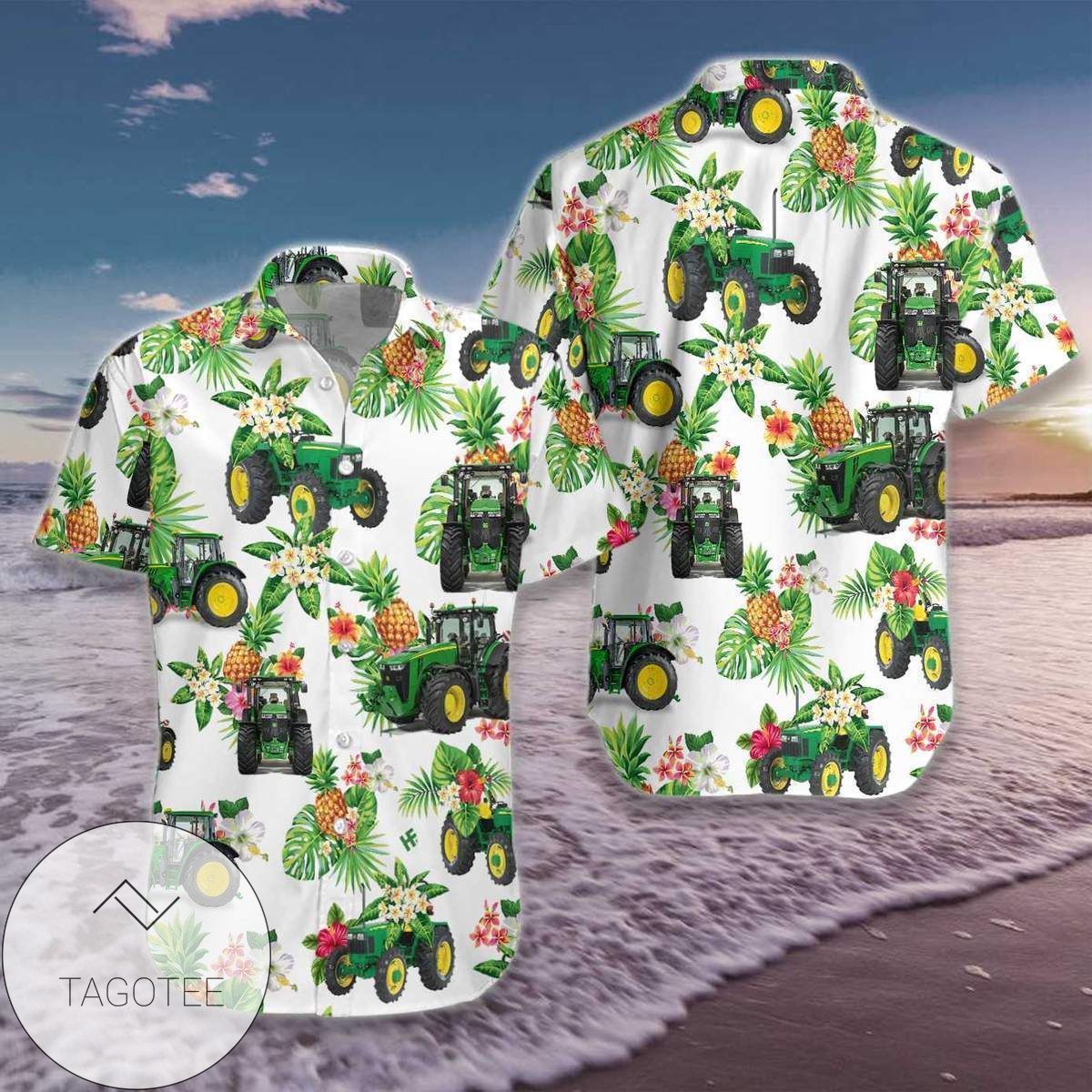 Tractor Floral Themed Unique Design Hawaiian Shirt