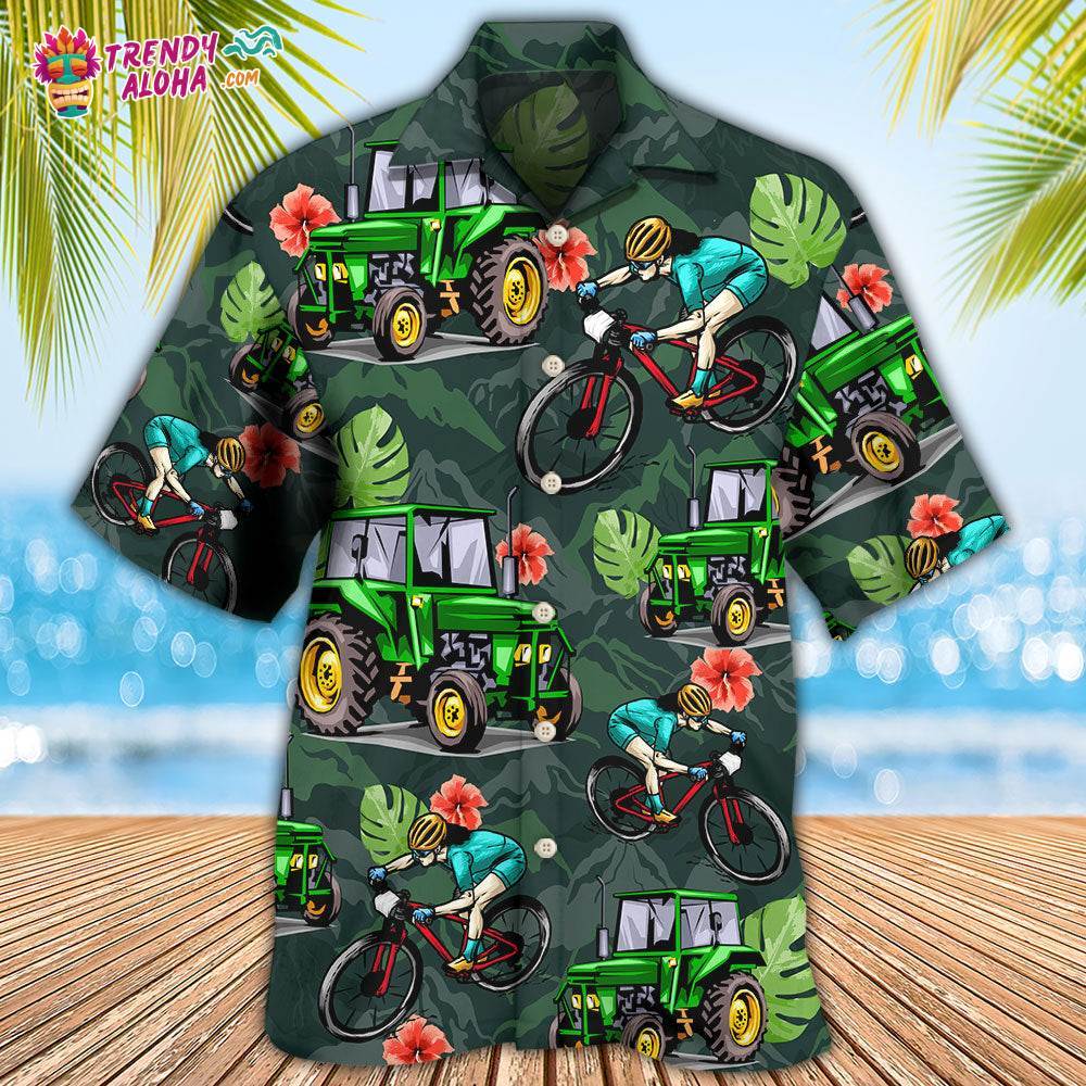 Tractor I Like Tractors And Mountain Biking Style Hawaiian Shirt – Trendy Aloha