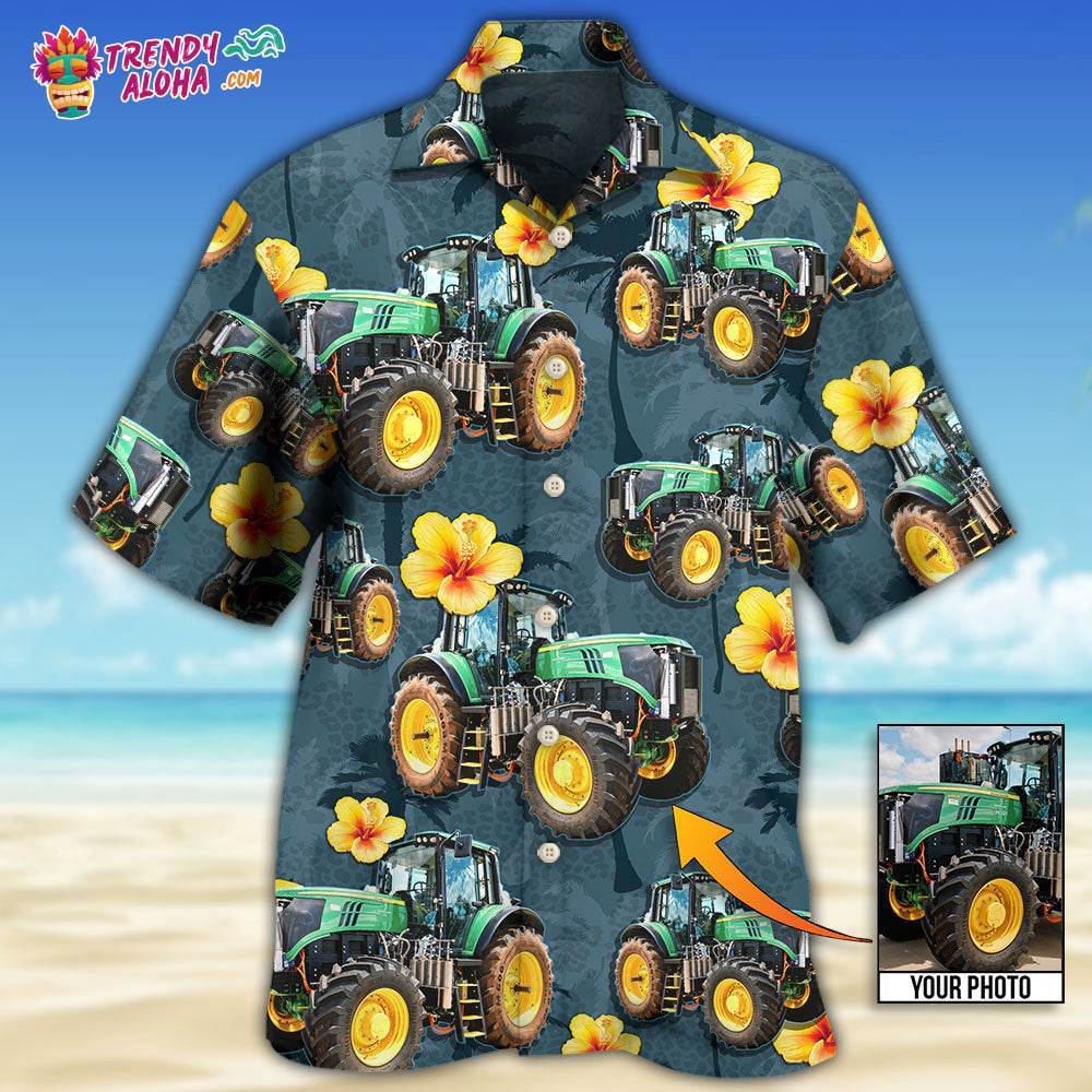 Tractor Lover Tropical Custom Photo Hawaiian Shirt – Trendy Aloha