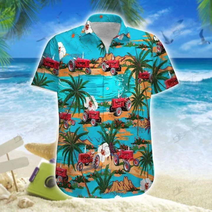 Tractor On The Beach All Printed 3D Short-Sleeve Trendy Hawaiian Shirt For Men, Women Tractor On The Beach All Printed 3D Short-Sleeve Trendy Hawaiian Shirt For Men, Women