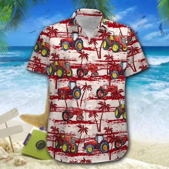 Tractor Red All Printed 3D Trendy Hawaiian Shirt, Summer Gift For Men And Women