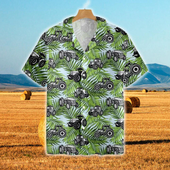 Tractors Tropical Leaves All Over Printed 3D Trendy Hawaiian Shirt, Trendy Hawaiian Shirt Gift For Men And Women