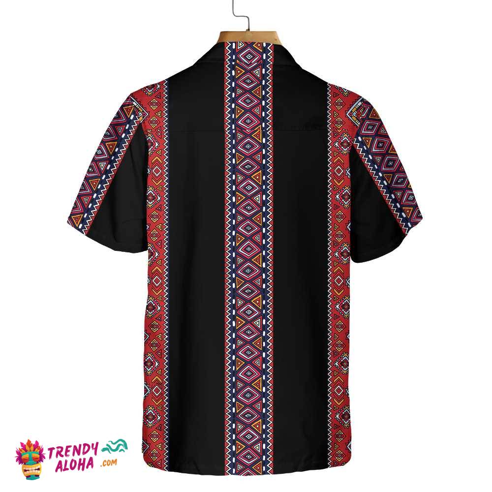 Traditional Tribal Pattern Native American Hawaiian Shirt, Ethnic Pattern American Indian Shirt