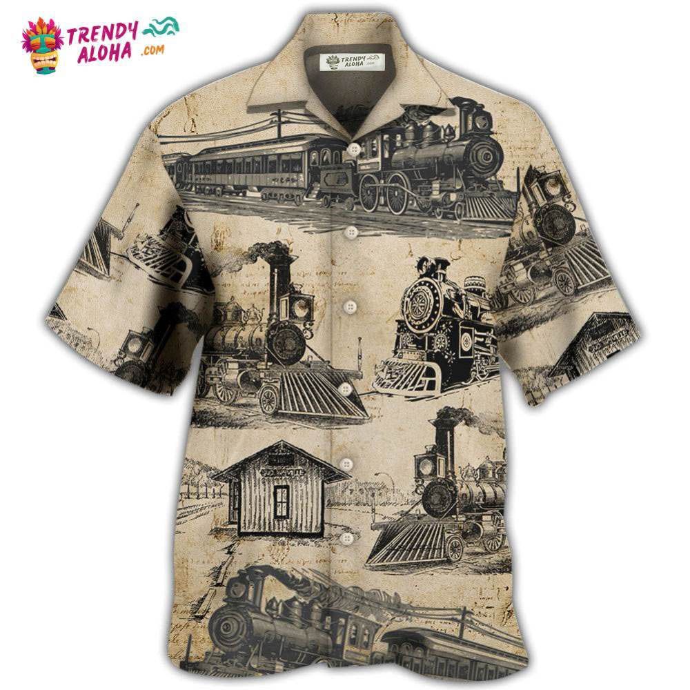 Train Vintage Art Sketch Hawaiian Shirt – Trendy Aloha Train Vintage Art Sketch Hawaiian Shirt – Trendy Aloha