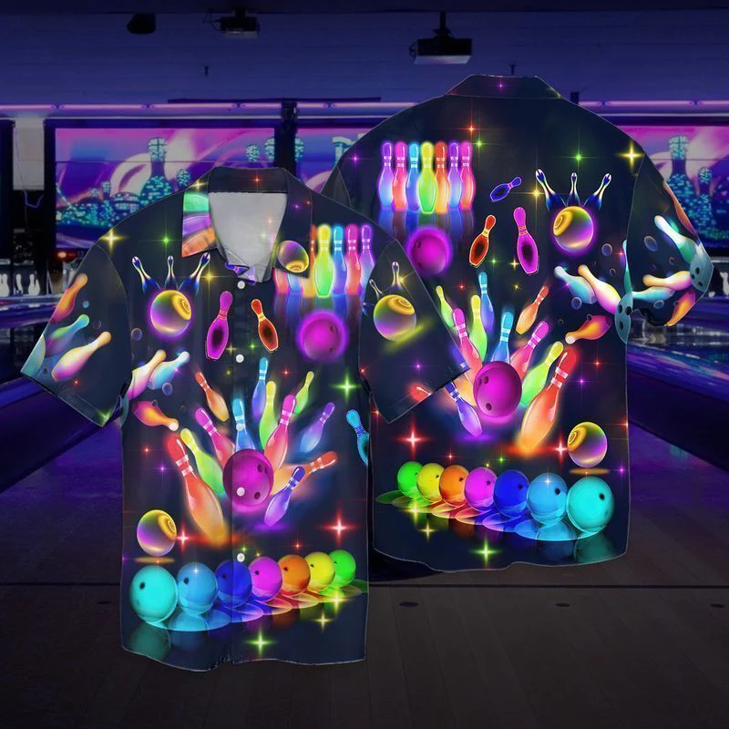 Trend Colorful Bowling Hippie Trendy Hawaiian Shirt, All Over Print Bowling Shirt