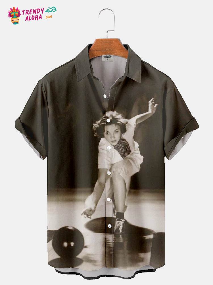 Trendy Aloha Men’s Bowling Beauty Print Shirt