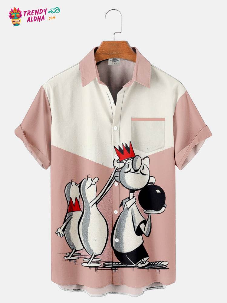 Trendy Aloha Men’s Funny Bowling Printed Shirt