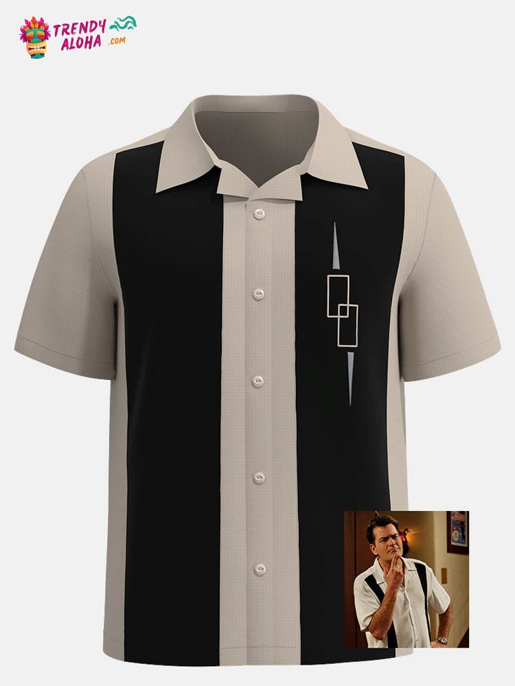 Trendy Aloha Men’s Geometric Bowling Printed Shirt