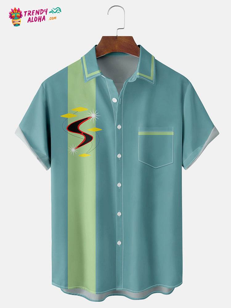 Trendy Aloha Men’s Retro Geometric Shapes Printed Shirt Trendy Aloha Men’s Retro Geometric Shapes Printed Shirt