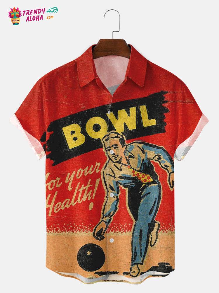 Trendy Aloha Men’s Vintage Bowl Bowling Printed Shirts