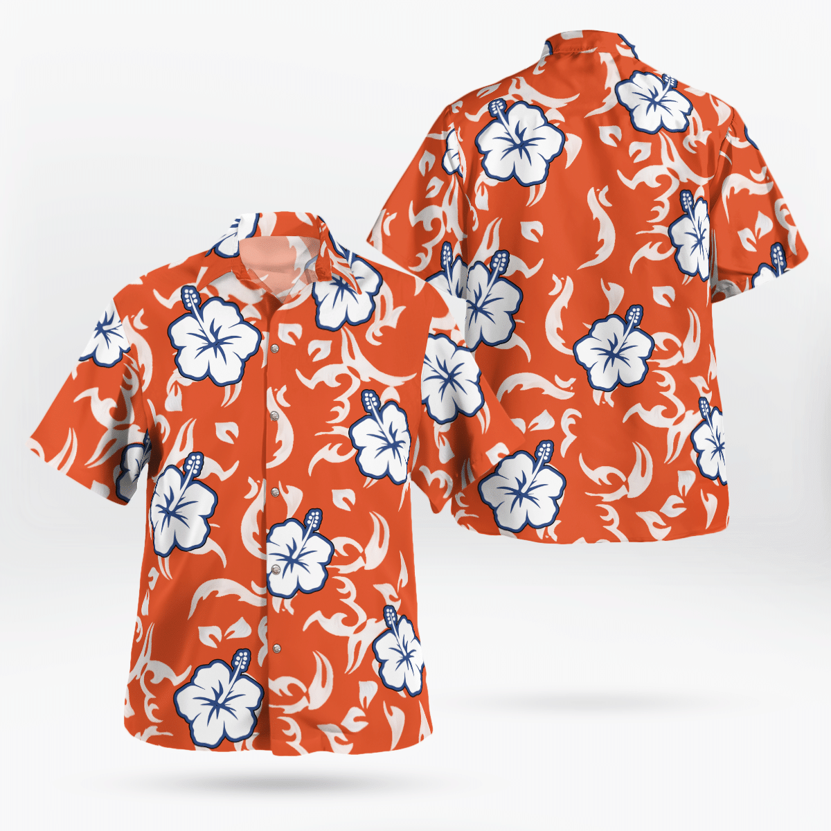 Trendy Hawaiian Shirt Blue And Orange 1