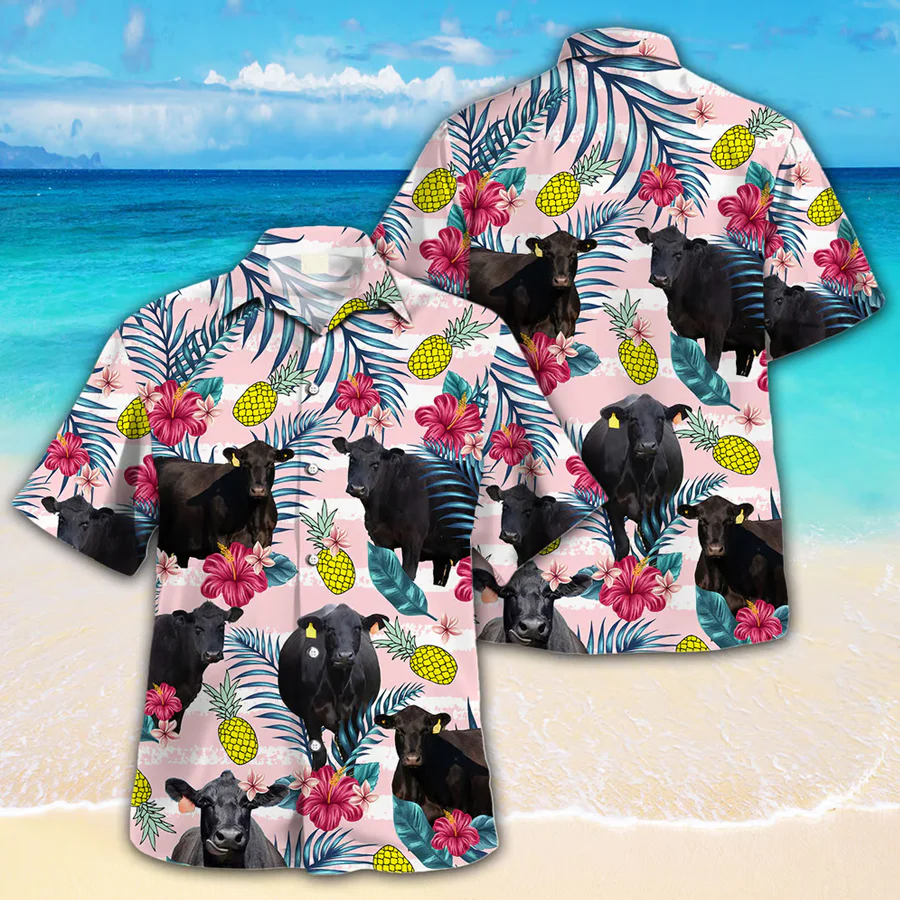 Trendy Hawaiian Shirt For Farm Lovers – Black Angus Cow Trendy Hawaiian Shirt, Trendy Hawaiian Shirt For Men And Women