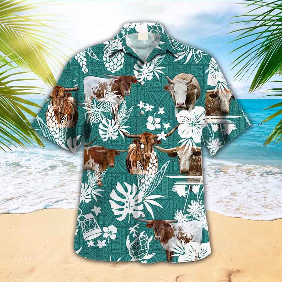 Trendy Hawaiian Shirt For Farm Lovers – Texas Longhorn Cow Trendy Hawaiian Shirt Trendy Hawaiian Shirt For Farm Lovers – Texas Longhorn Cow Trendy Hawaiian Shirt