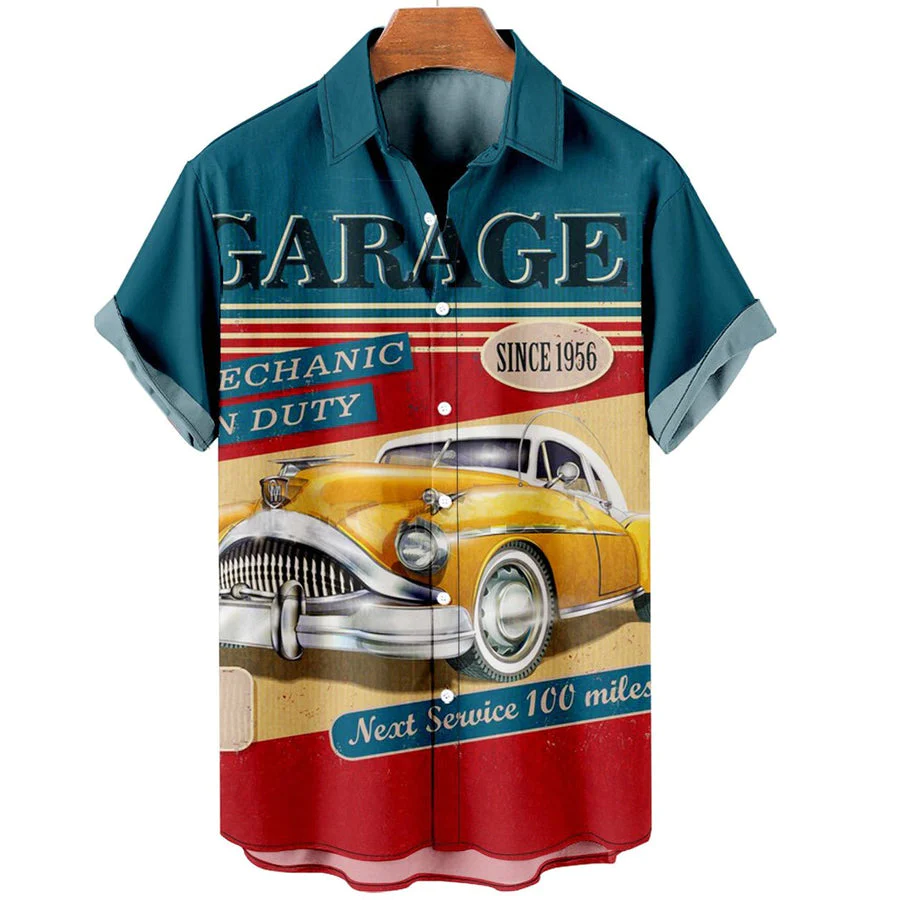 Trendy Hawaiian Shirt Vintage, Hawaii Shirts Mens, Men’s Retro Contrast Color Stitching Garage Car Casual Shirt Trendy Hawaiian Shirt Vintage, Hawaii Shirts Mens, Men’s Retro Contrast Color Stitching Garage Car Casual Shirt