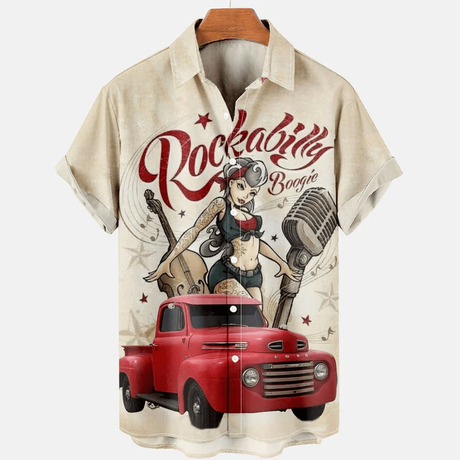 Trendy Hawaiian Shirt Vintage, Men’s Casual Rock Car Beauty Print Loose Comfort Trendy Hawaiian Shirts For Men, Women Trendy Hawaiian Shirt Vintage, Men’s Casual Rock Car Beauty Print Loose Comfort Trendy Hawaiian Shirts For Men, Women