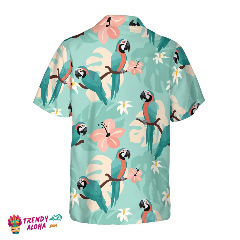 Trendy Parrots And Tropical Leaves Hawaiian Shirt