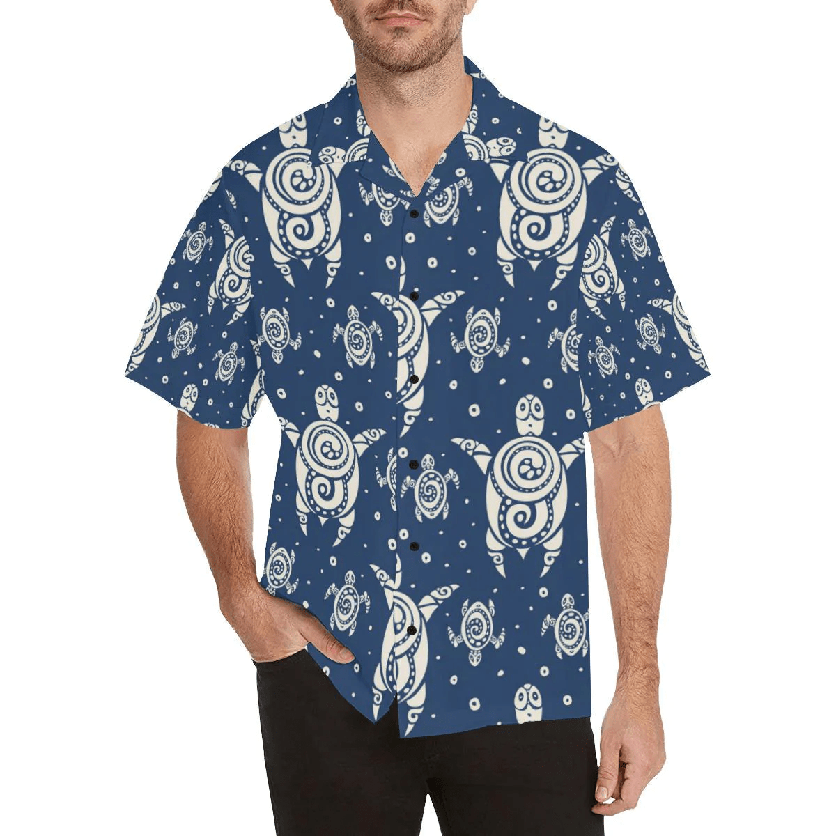 Tribal Sea Turtle Design Hawaiian Shirt for Beach Lovers