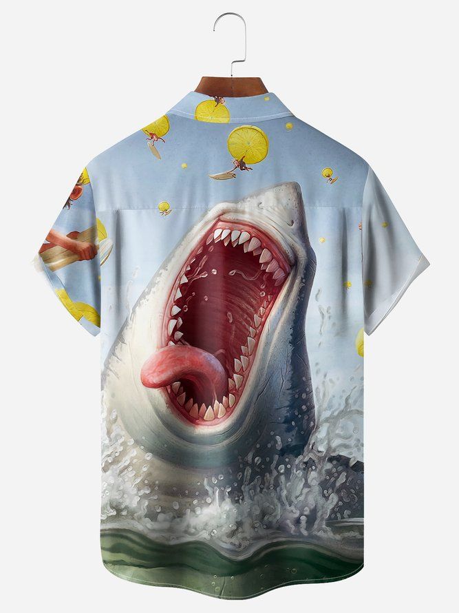 Tribal Shark Design: Shark Chest Pocket Hawaiian Shirt Tribal Shark Design: Shark Chest Pocket Hawaiian Shirt